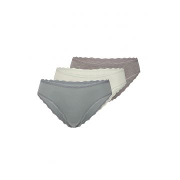 Set de chiloti din amestec de bumbac cu model uni - 3 perechi - Multicolor