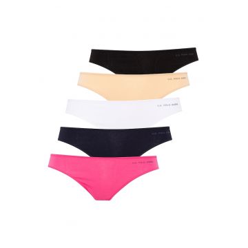 Set de chiloti din amestec de modal cu detaliu logo - 5 perechi - Multicolor