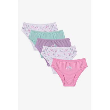 Set de chiloti din bumbac cu imprimeu - 5 perechi - Multicolor