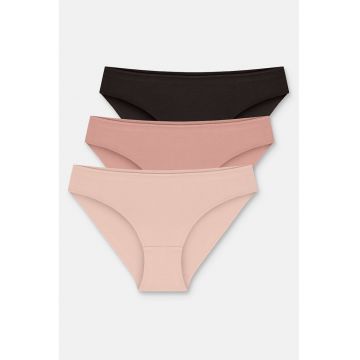 Set de chiloti hipster - 3 perechi - Negru/Roz prafuit