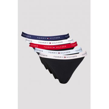 Set de chiloti tanga din amestec de bumbac - 5 perechi - Negru