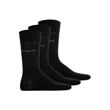 Set de sosete lungi cu detalii logo - 3 perechi - Negru