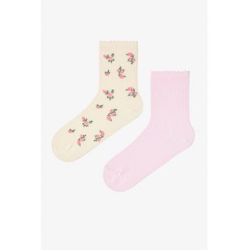 Set de sosete lungi cu model - 2 perechi - Roz deschis - Bej -