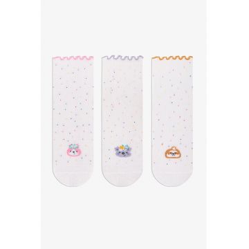 Set de sosete lungi cu model - 3 perechi - Alb - Lila -