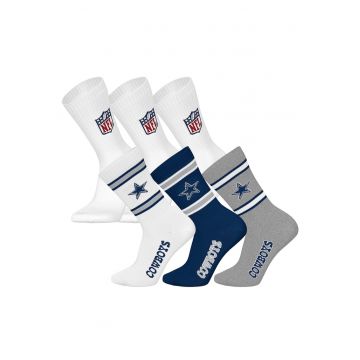 Set de sosete lungi unisex - 6 perechi - Alb/Gri/Albastru inchis