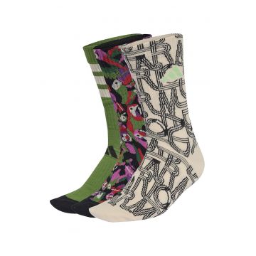 Set de sosete lungi unisex cu model logo Farm - 3 perechi - Negru/Maro nisip