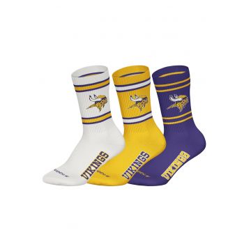 Set de sosete lungi unisex NFL - 3 perechi - Alb fildes/Galben/Ametist