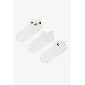Set de sosete pana la glezna - 3 perechi - Alb -