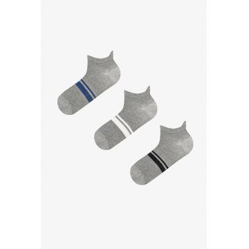Set de sosete pana la glezna - 3 perechi - Gri melange -