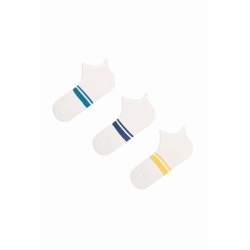 Set de sosete pana la glezna cu dungi - 3 perechi - Alb - Galben -