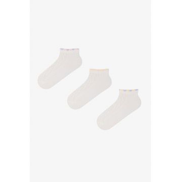 Set de sosete scurte - 3 perechi - Alb murdar -