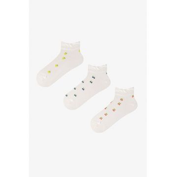 Set de sosete scurte cu model fructe - 3 perechi - Alb fildes -