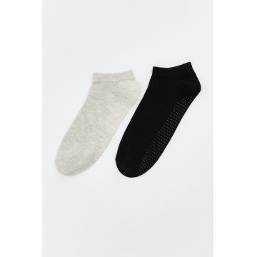 Set de sosete uni pana la glezna - 2 perechi - Negru/Alb optic