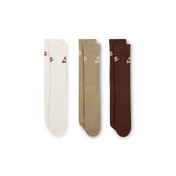 Set de sosete unisex Everyday Essential - 3 perechi - Alb fildes/Maro