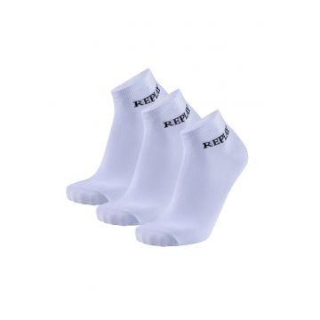 Set de sosete unisex scurte cu logo - 3 perechi - Alb