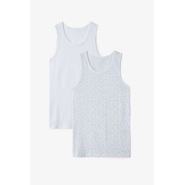Set de top-uri de casa din bumbac - 2 piese - Alb