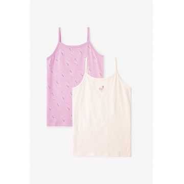 Set de top-uri de casa din bumbac - 2 piese - Roz/Crem