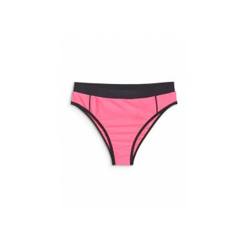 Slip de bikini pentru femei -  roz - elastic - talie medie - sintetic/elastan
