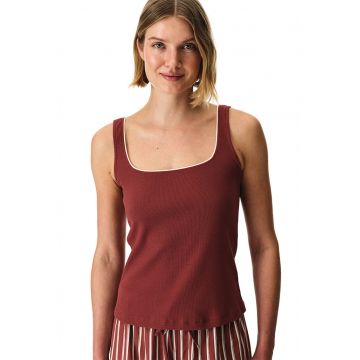 Top de pijama cu decolteu patrat - Caramiziu