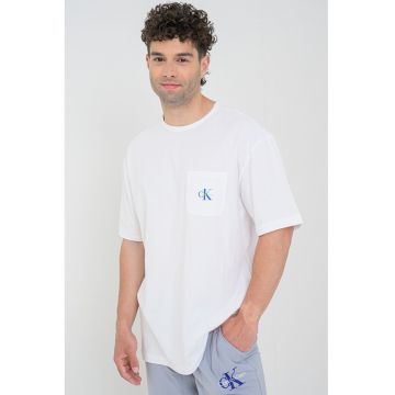 Tricou de bumbac cu logo - Alb rece