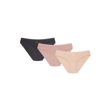 Chiloti dama set de 3 perechi Mi-Mi  negru - bej - roz - Multicolor