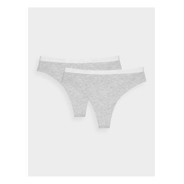 Lenjerie intima tanga  set de 2 - gri - bumbac cu elastan