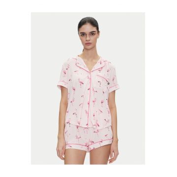 Pijama scurta de dama  roz - din material moale