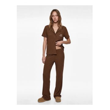 Pijama uni cu striatii - Maro pamantiu