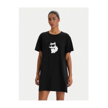 Pijamale dama -  camasa de noapte - bumbac organic - negru