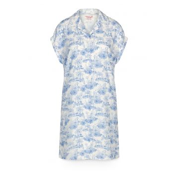 Pijamale dama -  camasa de noapte - nasturi - albastru - viscoza