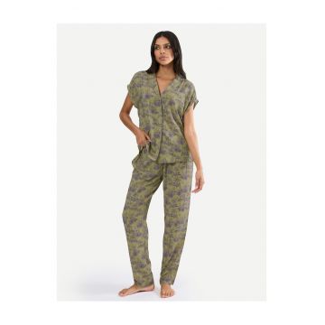 Pijamale dama -  Viscoza - nasturi - verde