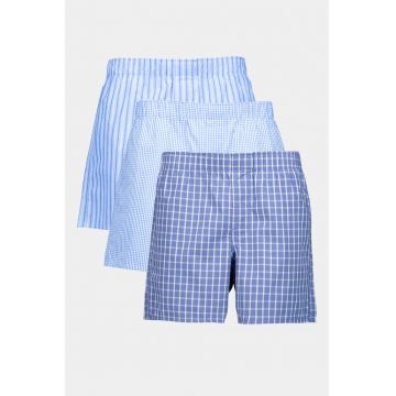 Set de boxeri - 3 perechi - Albastru pastel/Albastru inchis/Alb optic