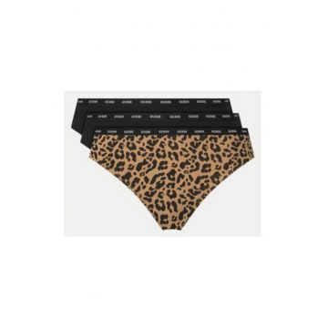 Set de chiloti din amestec de bumbac cu model si uni - 3 perechi