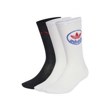 Set de se sosete lungi unisex cu logo - 3 perechi - Alb/Negru/Albastru royal