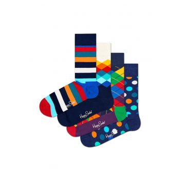Set de sosete lungi cu model geometric - 4 perechi - Multicolor