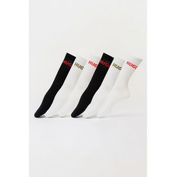Set de sosete lungi cu striatii - 6 perechi - Alb/Negru/Kaki inchis