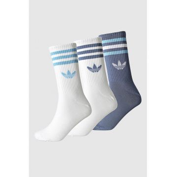 Set de sosete lungi unisex cu detaliu logo - 3 perechi - Alb/Albastru inchis
