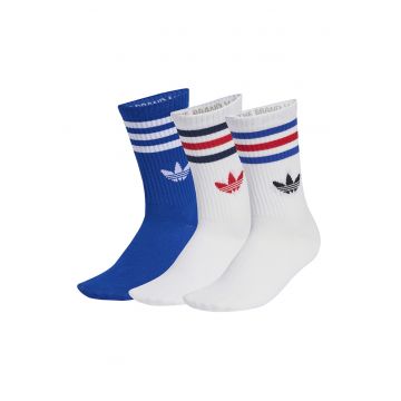 Set de sosete lungi unisex cu detaliu logo - 3 perechi - Rosu/Alb/Albastru