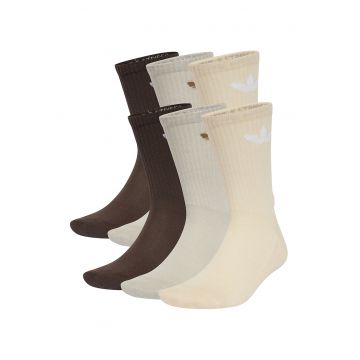 Set de sosete lungi unisex cu detaliu logo - 6 perechi - Maro/Gri/Bej