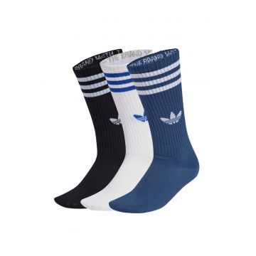 Set de sosete lungi unisex cu logo - 3 perechi - Alb/Negru/Albastru
