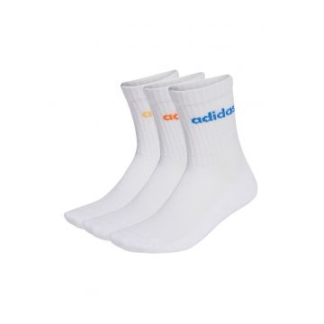 Set de sosete lungi unisex cu striatii - 3 perechi - Alb optic/Albastru