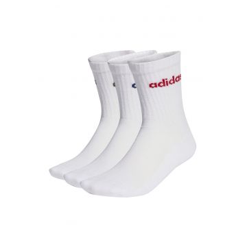 Set de sosete lungi unisex cu striatii - 3 perechi - Rosu/Alb
