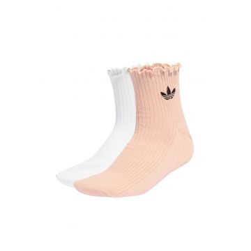 Set de sosete unisex cu volane - 2 perechi - Alb/Piersica