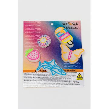 Talisman cu lumini Jibbitz™ - Albastru pastel/Fucsia/Portocaliu mandarina