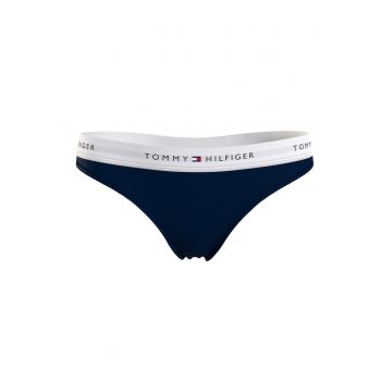 Chiloti tanga cu banda logo - Bleumarin