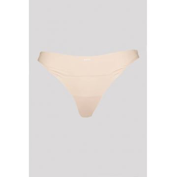 Chiloti tanga fara cusaturi cu logo discret - Bej deschis