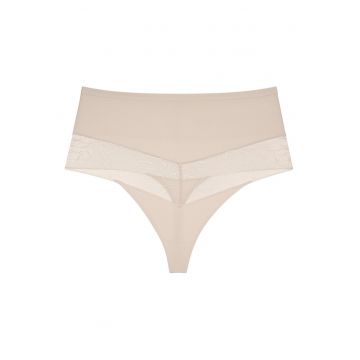 Chiloti tanga pentru femei -  58% poliamida - 42% elastan - INTL - Bej
