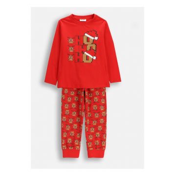 Pijama copii -  Craciun - set 2 piese - rosu - bumbac