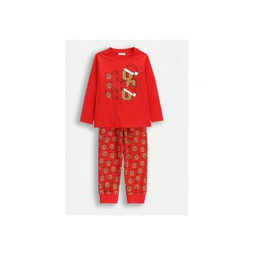 Pijama copii -  Craciun - set 2 piese - rosu - bumbac