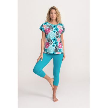 Pijama cu imprimeu grafic Valerie - Turcoaz